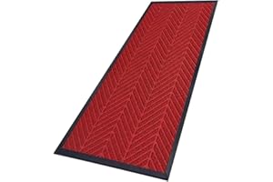 Saime Trading Heavy Duty Kitchen Runner Rugs Non Slip Super Abosrbent Doormats Washable Floor Mats for Hallway Kitchen Office Indoor Outdoor (Red, 80 x 150 cm)