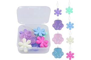 LUENHEGO Needle Threaders 8 Pieces Sewing Threaders with Storage Box, Easy Threading Tools, Cute Flower and Footprints Pattern, Multicoloured