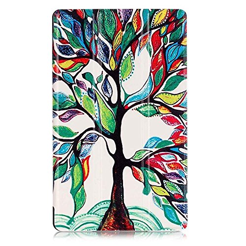 Schutzhülle für Lenovo Tab 3 710F – Utra Slim Ledertasche Flip Case Cover Hüllen Tasche für Lenovo Tab 3 710F / Tab 3 7 Essential (7 Zoll) Tablet Lederhülle Etui mit Standfunktion (#2 Bunte Baum) - 2