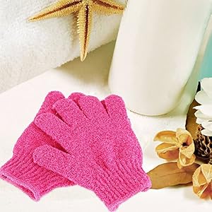 Veewon 4 Pair Shower Exfoliating Gloves Wash Skin Spa Foam Bath Gloves Massage Loofah Scrubber Double Side Durable Nylon… - Image 2
