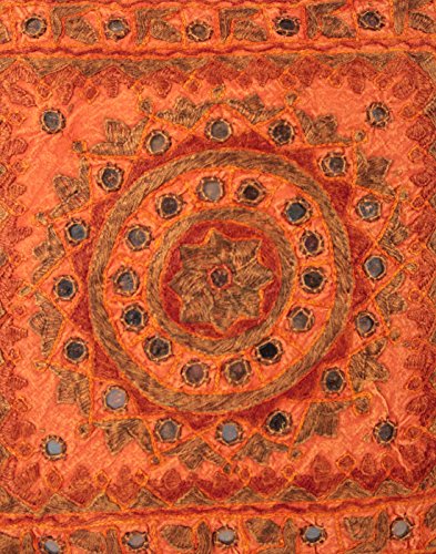 Traditional blumen Baumwolle Pillow cover Couch Orange Sofa spiegel pillow case Elegant 43×43 Kissenbezüge einzeln Wohnzimmer Kissenhülle By Rajrang - 5
