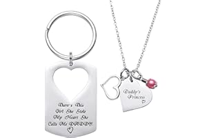 LParkin Geschenke für Papa Halskette Schmuck, Vater-Tochter-Schlüsselanhänger-Schmuck, Daddys Girl Geburtstag Halskette Set, There's This Girl Who Stole My Heart