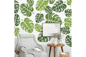 壁涂鸥 BACKGROUNDTURNOVER 40cm Leaf Tropical Summer Jungle Palm Tree Plantilla Para Paredes Plantilla Grande Plantillas Reutilizables Decoración De Muebles Pintura Grandes Marcos De Decoración Las Semillas Plantillas