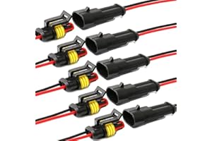 YETOR connecteur étanche,connecteurs de Fils électriques autobloquants à 2 Broches avec Fil 16 AWG Marine pour Les connexions de Voiture,Camion,Bateau et Autres Fils. (5pack) (2pin connector)
