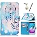 Price comparison product image Flip PU Leather Case Wallet Cover for Samsung Galaxy J3 (2015/2016) J300/J310 HB-Int 3 in 1 Blue Dream Catcher Holster Photo Card Slots Book Style Bumper Stand Function Shell Folio Magnetic Closure Protective Soft Silicone Back Cover Accessories Stylus Pen + Dust Plug + Stripe