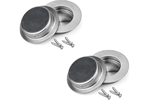 Yuemuop 4 Stück Verdeckt Runder Ziehgriffe, Edelstahl Schiebetürgriff, Muldengriff Griffmuschel,Rund Einlassgriff mit Schraube für Schubladen Schuhschränke Kleiderschränke etc