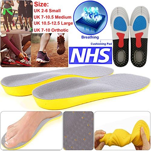 Pluscom Orthotic Feet Arch Support Insoles Sport for Unisex Men Women