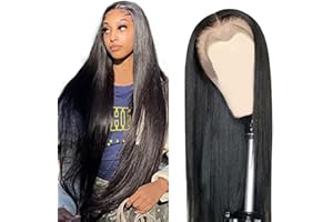 AIPLIANTFIS Perruque Femme Lace Wig 13X4 Lace Front Wig Straight Human Wig Pre Plucked Free Part Wig With Baby Hair Brazilian Remy Hair Real Unprocessed Virgin Hair Perruque cheveux for Women 24 Pouce