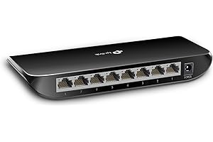 TP-Link TL-SG1008D, 8 Port Gigabit Ethernet Network Switch, Ethernet Splitter, Hub, Desktop and Wall-Mounting, Plastic Case, Plug and Play, Energy-Saving, Black