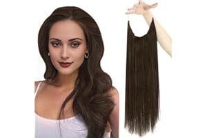 Easyouth Extensiones de Hilo Invisible Marrón Más Oscuro Extensiones Hilo Pelo Natural Remy 50cm 100g Extensiones de Cabello con Hilo Invisible Largo