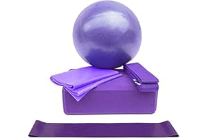 YOLISPA 5Pcs Yoga Set for Beginners Equipment, Exercise Ball Yoga Blocks and Straps Resistance Loop Band