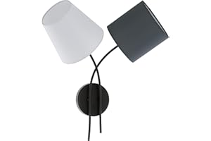 EGLO Lampa ścienna Almeida, 2-punktowa tekstylna lampa ścienna, materiał: stal, tkanina, kolor: czarny, antracyt, biały, oprawa: E14