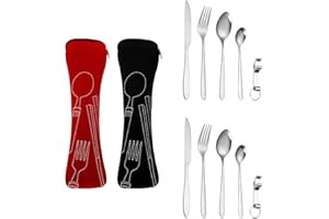 Couverts de camping en acier inoxydable pour 2 personnes - Couverts de voyage - Pour le camping, les pique-niques, les écoles et la restauration - Couverts et accessoires de camping