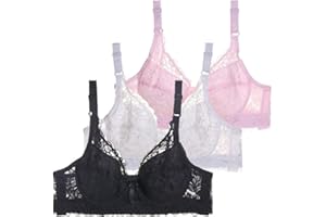 Nuoke Brassière Femme,Soutien Gorge sans Armature,3 pièces pour Femme, Soutien Gorge décontracté et Tendance, Grande Taille, éponge, sous vêtements froncés, Brassiere en Dentelle Gaine