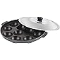 Cello Non-Stick 12 Cavity Appam Patra with Stainless Steel Lid, Blue & Grey