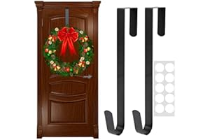 HONGECB Colgador Corona De Navidad, Colgador Corona Para Decoración, Colgadores De Corona De Metal, Colgadores Puerta De Metal Negro, Para Colgar Adornos Navideños En La Puerta, Negro, 2 Piezas
