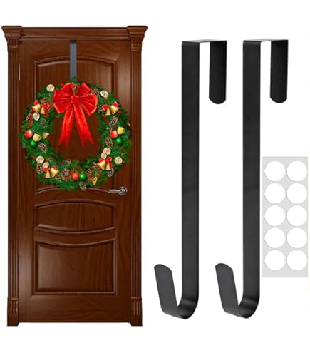 3 Pouces Accroche Porte Couronne De Noël,Crochet Pour Couronne De Noël Crochet Pour Couronne De Noël Au Dessus De La Porte, Accroche Couronne De Noel Porte,Motif étoile Argentée,Arbre De Noël Rouge