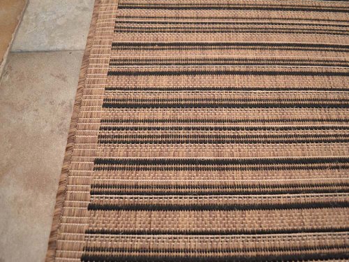 Brown Black Stripe Non-Slip Flatweave Rugs 5 Sizes available (200cm x 290cm)