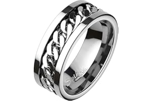 Mianova Biker Band Ring Edelstahl Ketten Style für Damen oder Herren