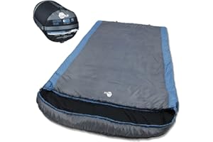 your GEAR Saco de dormir Ostria Duo -3 °C, para 2 personas, 230 x 160 cm, doble saco de dormir en azul y gris