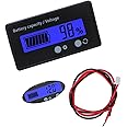VooGenzek Battery Capacity Voltmeter Meter Monitor, Lead-acid Lithium Li-ion Battery Capacity Meter Voltage Tester, LCD Display DC 12V 24V 36V 48V Battery Meter (Blue Light)