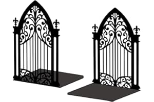 Peacoblue Metal Bookend Stopper Holder Stand for Shelves Decorative, 5.3"x4.3"x7.3" Modern Creative Heavy Duty Study Book End for Desk Shelf, 1 Pair (Gothic Gate)