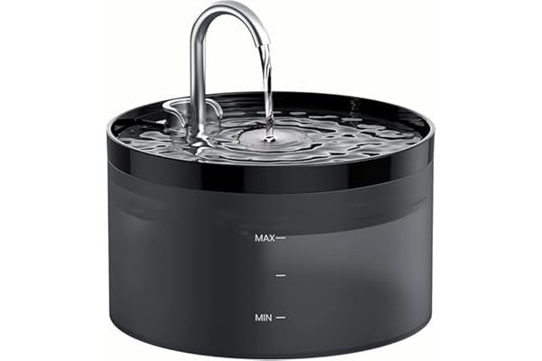 Fuente para Gatos, GIOTOHUN Bebedero con Forma de Grifo - 2L Bomba Súper Silenciosa, Filtro de Pelos Suelto, Dos Patrones de Flujo de Agua, Fácil de Quitar y Lavar - Negro
