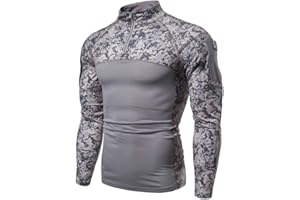 MAKINGDA Camicia tattica a maniche lunghe da uomo con zip 1/4 camicia da combattimento stile militare con tasche Airsoft Top abbigliamento esterno per la caccia campeggio escursionismo