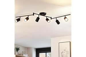 ANWIO Faretti LED Soffitto Regolabili Base Rettangolare,Faretti da Muro,Lampadario Vintage con 6 Faretti LED GU10,Applique da Parete,Plafoniera per Negozio,Vetrina,Bar,Soggiorno,Lampadine Escluse