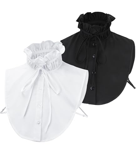 2 inserti per colletto da donna, rimovibili, colletto da donna, mezza camicia, camicia da donna, colletto finto per donna, taglia unica, bianco, M/L