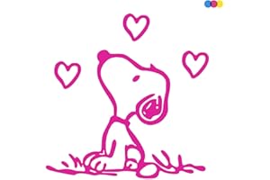 MURAL STICKERS Adesivo Sticker Snoopy con Cuori - Joe Cool - Peanuts - Cane Ideale per PC Portatile Auto - Moto - Scooter - Camion - Muri - Pareti - Comics Decal - in Vinile di Alta QUALITA' - Magenta 16 x 14 cm