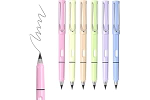 RICHSTORY Infinity Pencil, 6pcs Everlasting Pencil with Eraser Inkless Pen Eternal Never Ending Pencil No-Sharpening Sketch Drawing Pencil For Writing Drawing Drafting Home Office School Supplies, Macaron Color