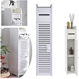 Waterproof Bathroom Cabinets Tall Slim Bathroom Storage Unit Bathroom Cabinets Freestanding, White 1 Drawers Home Toilet Cupboard for Living Room Bedroom Kitchen Hallway, W6.3''x D6.3''xH32''