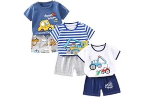 XM-Amigo Lot de 3 t-Shirts à Manches Courtes pour bébé garçon Boucle d'épaule., Lot de 6（ 6 Mois-5 Ans ）
