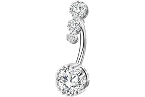 OUFER Nabelpiercing 316L Edelstahl Bauchnabelpiercing Belly Bars Clear CZ Navel Rings Bauchnabelpiercing Schmuck Bananabells