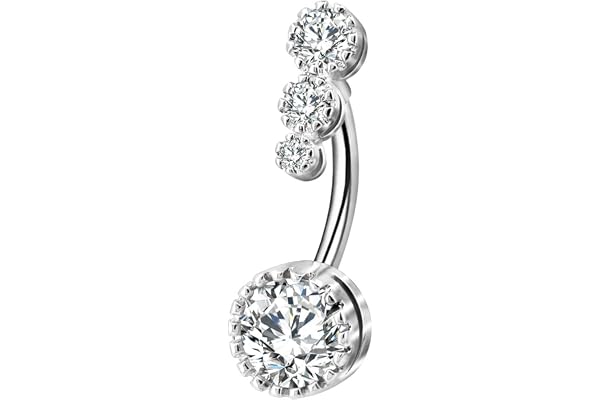 OUFER Piercing de nombril en acier chirurgical 316L avec zircone cubique transparente