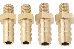 LT Easiyl 4 Piezas Conector de Manguera de Púas de Latón de Métrico M5 X 0,8-5 Mm Y M5 X 0,8-6 Mm para Adaptadores de Manguera de Piscina de Estanque Conector de Manguera