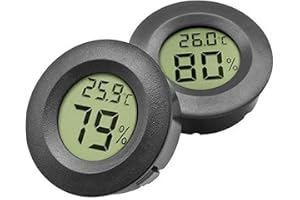 IGEAIIE Termómetro e higrómetro para reptiles, paquete de 2 termómetros digitales para tanques de reptiles, vivero, dragón barbudo, geco leopardo, tortuga, control preciso de temperatura y humedad