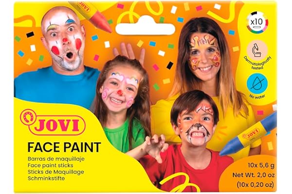 Jovi-FACE PAINT, 10 crayons de maquillage pour enfants, Sûr et de qualité, Facile à nettoye, Texture douce et résistante, Parfait pour les fêtes et événements scolaires (176)