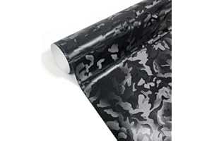 CompraFun Covering Voiture, Film Covering Carbone en Vinyle, Autoadhésif Imperméable sans Bulles, Autocollant Voiture pour la Décoration de Auto/Moto/Vélo (Camouflage Noir, 30 x 150CM)