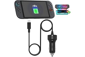 FYOUNG Chargeur de Voiture Compatible avec Nintendo Switch et Lite Version, Chargeur de Voiture Universel Haute Vitesse avec Câble de Charge de Type C (2m), USB, Apple iPhone SE