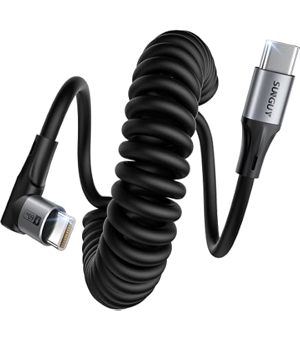 RIIEYOCA Cavo a Spirale da USB C a USB C a 90 Gradi, Cavo di Ricarica Rapida Tipo-C da 100W PD, Trasmissione dati a 20Gbps, Supporto 8K@60Hz, Estensione Fino a 1,5 m