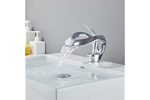 SJQKA Rubinetti per Cascata bagno, Rubinetto Bagno lavabo Stile Moderno, Regolazione a Caldo e Freddo, Miscelatore Monocomando per Bagno Valvola in Ceramica, Metallo di Alta Qualità,Cromato,standard