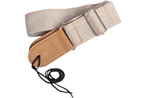 Asudaro Sangle de Guitare 80-140cm Vintage Guitare Strap Coton et Cuir Sangle Basse Réglable Sangle de Transport Courroie de Guitare pour Guitare Electro-Acoustique Basse Ukulele Basse 5cm
