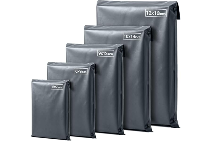 EPACKAGING 125 Mixed Grey Parcel Bags, Tamper-Proof Strong Postal Packaging Bags for Shipping, Mailing & Delivery, 5 Sizes Small to Large, 25 Each