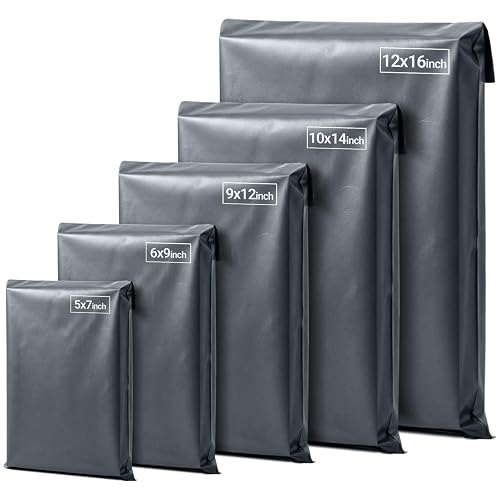 EPACKAGING 125 Mixed Grey Parcel Bags, Tamper-Proof Strong Postal Packaging Bags for Shipping, Mailing & Delivery, 5 Sizes Small to Large, 25 Each