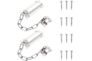 JUGHIGH Door Chains for Front Door 2Pcs Security Anti-Theft Latch with Screws Safety Guard Limiter Heavy Duty Metal Plated Slide Restrictor Upvc Main Sliding Lock for Hotel Home Living Motel Apartment Bedroom