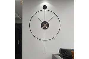 HAITANG Grande orologio da parete moderno a pendolo per soggiorno, cucina, ufficio, camera da letto, design minimalista, funzionamento a batteria, orologio rotondo in metallo, decorazione per la casa, 50 cm