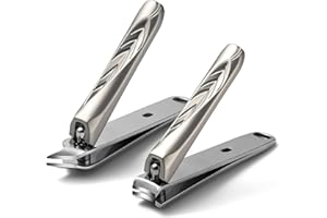 FERYES Set di 2 tagliaunghie in acciaio inox con lama curva e inclinata, per uomini e donne, champagne