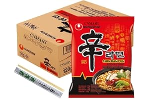 CNMART Nong Shim Shin Noodle Ramyun, Gourmet Spicy Picante, 4.2-Ounce Packages (Pack of 20)